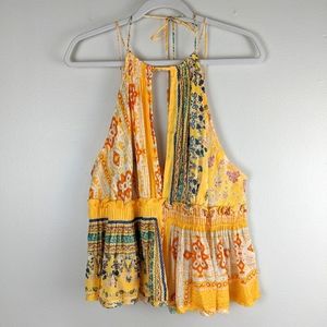 FREE PEOPLE Bellini Patchwork Tank Sunshine Yellow